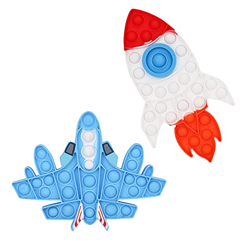 ランクチュアリー プッシュポップ ストレス発散 知育玩具 2個セット カラフル 大人 子供 おもちゃ セットP ロケット 飛行機