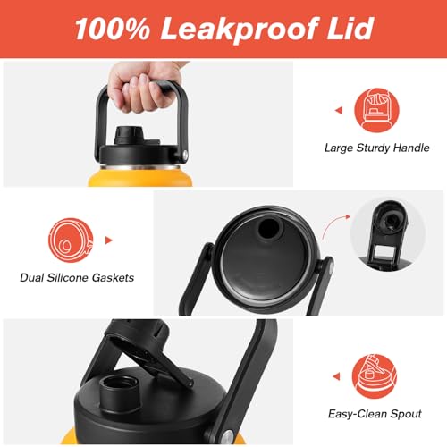 Image of Coolflask Titan Gallon Water Bottle Insulated with Large Handle Spout Lid