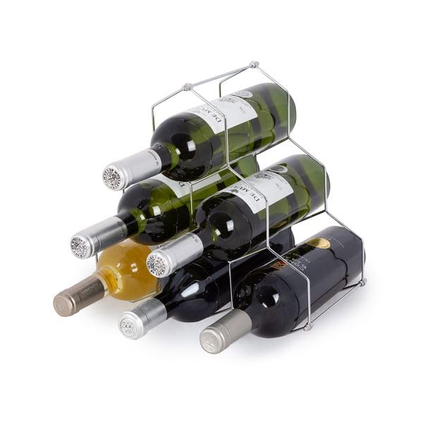 Botellero para 6 botellas de vino cromado y soporte hexagonal modular 8