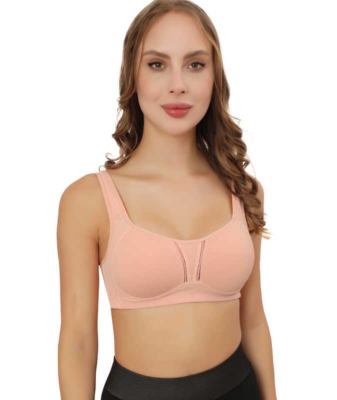 Image of GLAMORAS Nylon Blend Full Coverage Minimizer Everyday Bra for Women | Seamless, Wirefree, Padded Everyday Bra with Soft Cups | Size: 34-42, B Cup
