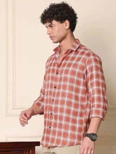 Image of NoseQueen Men's Checked Cotton Shirt | Full Sleeve Regular Fit Casual Shirt for Men | Soft Breathable Checkered Shirt