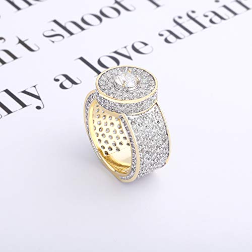 JINAO Gold Ring 18k Gold Plated Cluster Hip Hop Iced Out Lab Simulated Diamond Micro Pave CZ Pinky Ring Jewelry for Men Women3