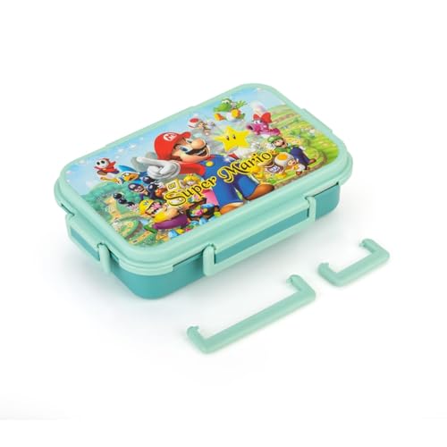 Image of 2 Compartment Stainless Steel Lunch Box with Theme Design | Insulated BPA Free Leakproof Tiffin Box with Locking Lid & Steam Valve for Kids & Adults (Design As Per Availability)