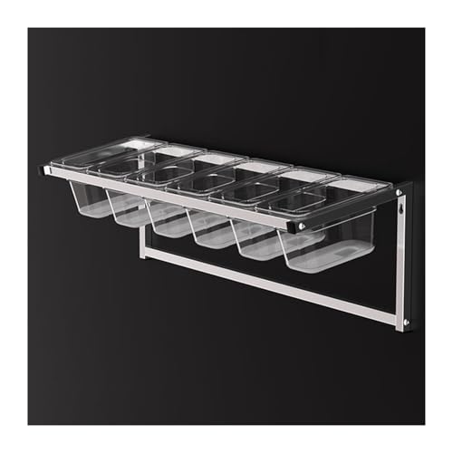 Étagère à épices en acier inoxydable, support mural pour condiments commerciaux, station de garniture, récipient d'assaisonnement de buffet de cuisine, distributeur de nourriture pour sauce à