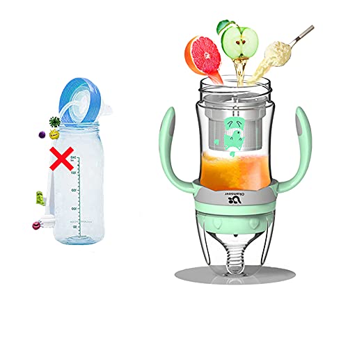 Okamsovr Filterable Inverted Baby Bottle Newborn Set, Solve The Problem of Straw Pollution, Variable Toddler Straw Cup with Handle,Suitable for 0-3 Years Old BPA Free-10 Ounces, Multicolor (Green)