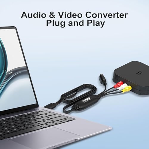 Image of MICROWARE VHS to Digital Converter 1080P,USB Video Capture Card Device,RCA to USB,Converter VHS to Digital,Video Converter for VHS VCR Hi8 Mini DV to Digital,for Tape Player Camcorder PC TV DVD Mac