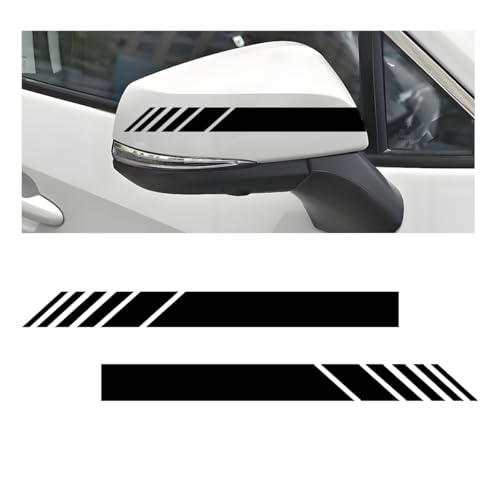 Image of Wevdn 2 PCS Car Rear View Mirror Stickers, Waterproof Anti-Collision Striped Vehicle Mirror Warning Stripes, Exterior Accessories Rear View Mirror Stickers Universal for Cars (Black)