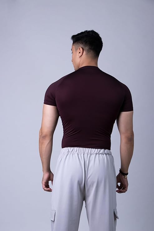 Image of COITONIC Men Compression Half Sleeves Round Neck T-Shirt for Gym and Sports Wear