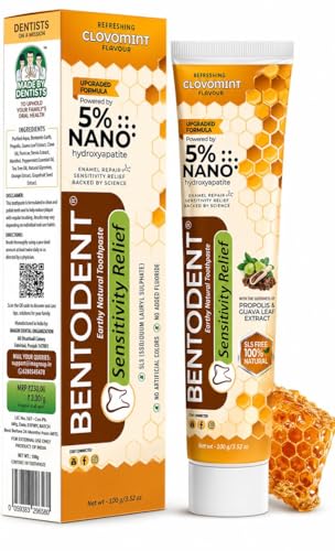Image of Bentodent Toothpaste - Natural Sensitivity Relief Toothpaste, Clove & Mint With Bentonite Clay & Propolis | SLS-Free, Fluoride-Free,100G
