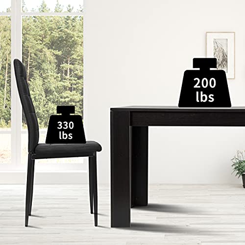 Giantex 9 Pcs Dining Table Set, Wood Rectangular Table With 8 Upholstered Chairs Set, Modern Kitchen Table Set, Black Dining Room Table Set, Home Kitchen Dinette Furniture Family Party #TOP4