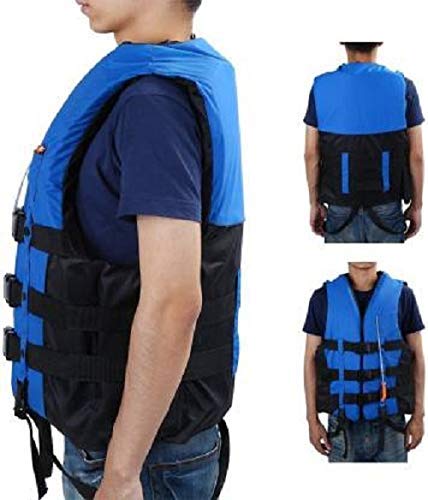 Polyester Safety Life Jacket for Swimming Super lite Vest with 3-Buckle Weighing 75-95 kg (Blue) 1