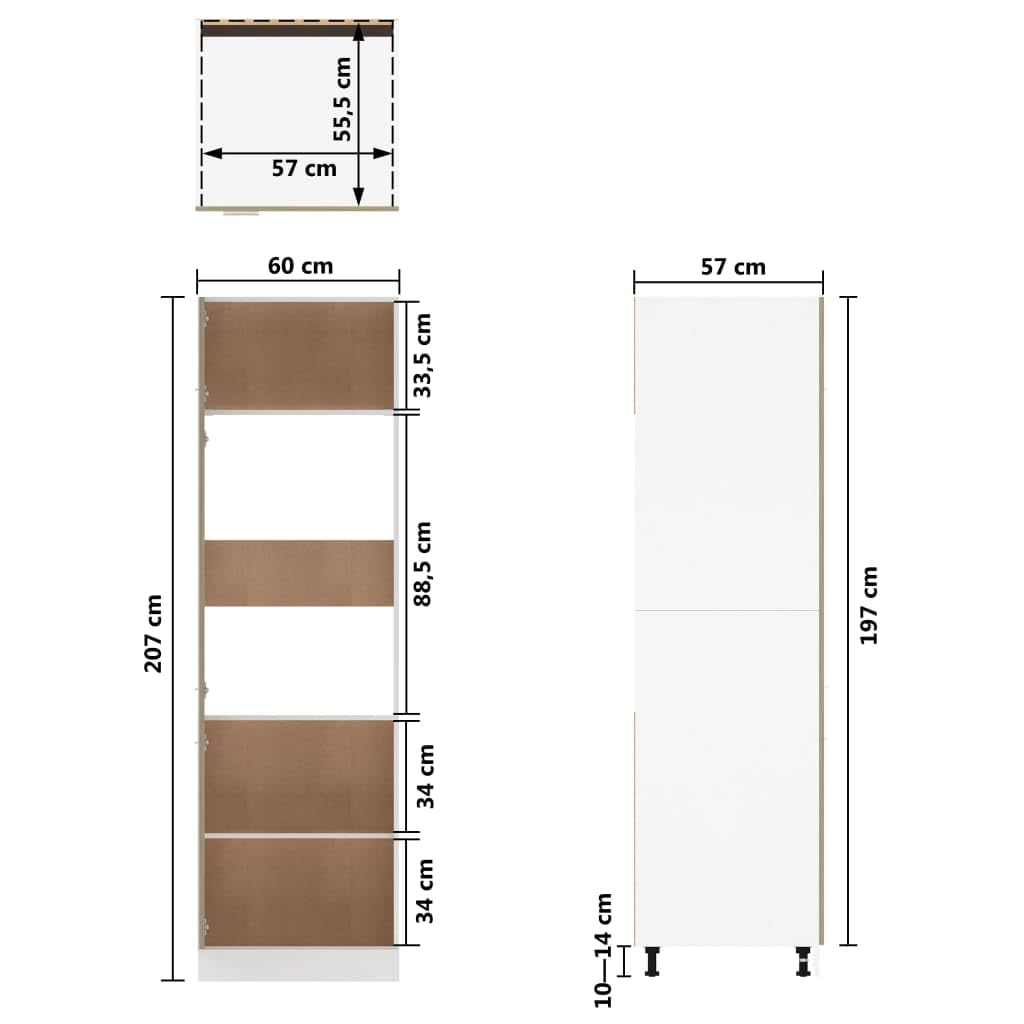 vidaXL Koelkastkast 60x57x207 cm bewerkt hout sonoma eikenkleurig
