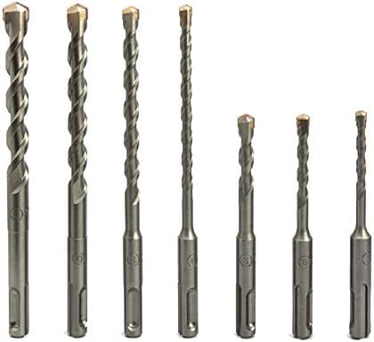 NORTOOLS SDS-Bohrerset, SDS Plus Schlagbohrer-Bohrerset für Beton, 7-teilig mit Doppelschneiden-Wolframkarbidspitze & PGM-Kennzeichnung für Mauerwerk, Beton, Granit