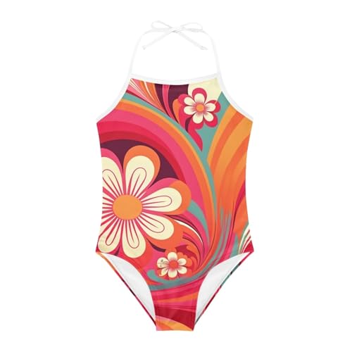 Cuter Floral Swimwear for Girls One Piece Swimsuits Beach Adjusted Halter Bathing Suit