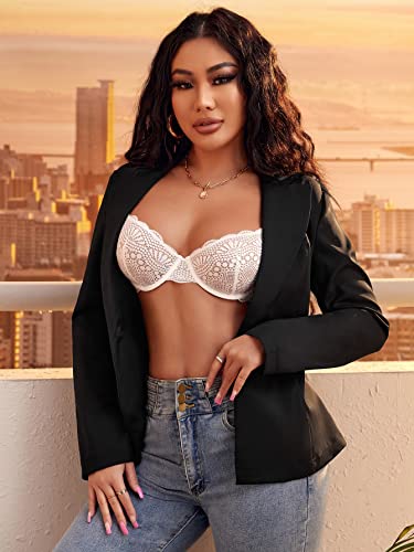 WDIRARA Women's Long Sleeve Open Front Blazer Casual Work Office Jacket3