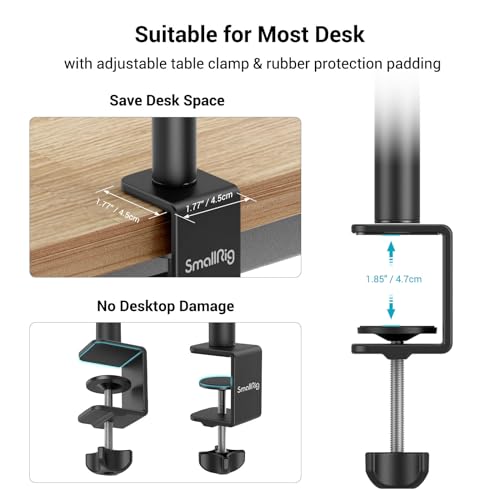 Smallrig Selection 3488-SS Smallrig Camera Desk Mount Table Stand, Adjustable Light Stand 15"-35", Tabletop C Clamp thumb #4