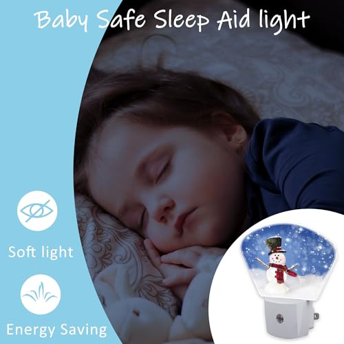 Image of Night Light Snowman Plug-in LED Dusk-to-Dawn Sensor Soft Night Lamp,Suitable for Home Bedroom Bathroom Hallway Stairs