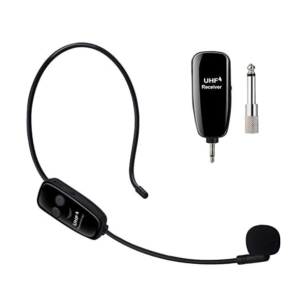 Wireless UHF Mikrofon, Professionell Kabellos Wiederaufladbar Mikrofon Headset Sprachverstärker Head Mounted Microphone…
