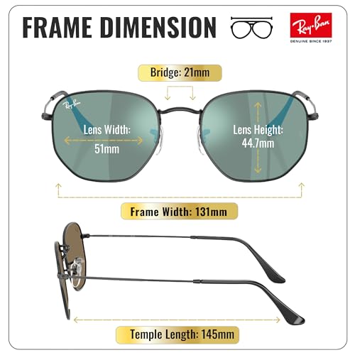 Image of Ray-Ban RB3548N HEXAGONAL FLAT LENSES Square-Round Shape Sunglasses for Men & Women with Official Eyewear Kit