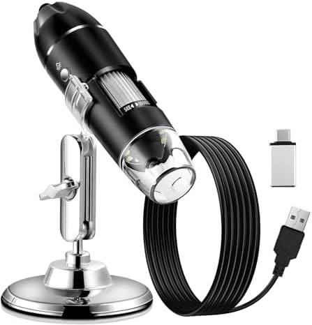 Etzin 1600X Zoom 8 LED USB Digital Microscope Hand Held Biological Endoscope with Bracket USB Digital Microscope Handheld Magnifier Camera Endoscope-(EPL-587IM)