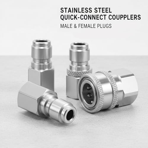 Kit de conexión rápida de 3/8" para hidrolavadora de acero inoxidable con cinta PTFE 4