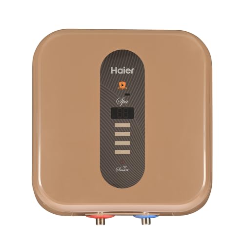 Haier (ES15V-SD WIFI) 15 Litres Vertical 5 Star Storage Shock Proof Smart Wi-Fi Water Heater (Geyser) with Intelligent Bacteria Proof System Technology, backed with 7-year warranty by Haier, (Gold) Haier (ES15V-SD WIFI) 15 Litres Vertical 5 Star Storage Shock Proof Smart Wi-Fi Water Heater (Geyser) with Intelligent Bacteria Proof System Technology, backed with 7-year warranty by Haier, (Gold)