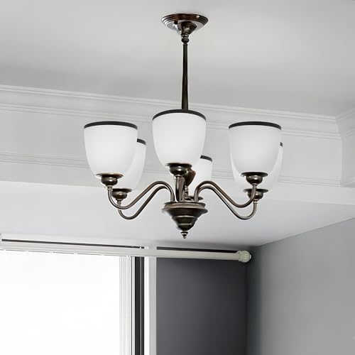 Image of Ceiling Fans Glass Shade Replacements, 3 Pack White Frosted Glass Shade Lampshades Round Black Border for Light Fixtures Chandelier Vanity Lights Wall Sconces Pendant Light, 1.65 In Fitter