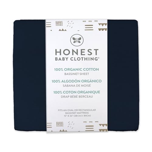 Image of HonestBaby Organic Cotton Fitted Bassinet Sheet, Dark Navy, One Size