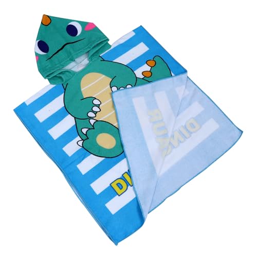 BESTOMZ Albornoz Capucha de Microfibra Súper Fina, Toalla de Baño Absorbente y Lavable Diseño de Dibujos Animados Verde, Adecuado para Playa y Baño