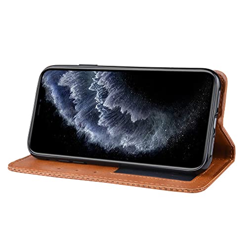 Couverture de téléphone iPhone SE 2020 étui magnétique marron cuir - 4