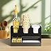 Beego 4-Compartment Cup Holder for Countertop - 2-Tier Black Acrylic Cup Dispenser Coffee Station Paper Cup and Lid Organizer Condiment Storage for Restaurant Breakroom Kitchen Bar Accessories