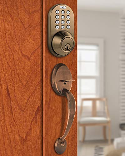 Milocks Bdf-02Aq Electronic Touchpad Entry Keyless Deadbolt Handleset Combo, Antique Brass #TOP2