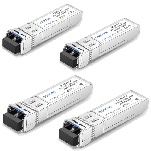Image of QSFPTEK 10GBASE-LH SFP Module, SFP+ 1310nm 20km Duplex LC SMF DOM Optical Networking Transceivers, MINI GBIC Compatible SFP-10G-LH, and Other Open Switch, 4pcs