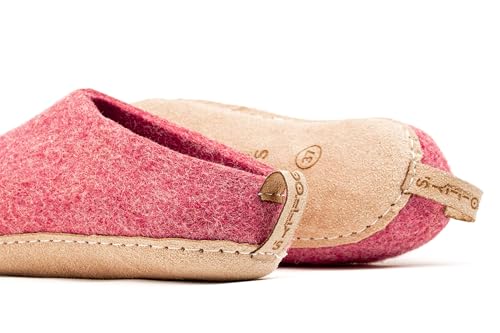 Woolly's Indoor Open Heel Slippers With Leather Sole (Cherry Pink) - 39 | Premium New Zeland Wool | Handcrafted with Italian Design | Soft, Breathable & Ordor Free4