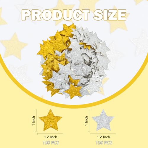 Image of 300Pcs Glitter Gold Silver Stars Confetti,Shiny Paper Table Confetti for Birthday Halloween Bachelorette Wedding Baby Shower Graduation Party Decorations Supplies