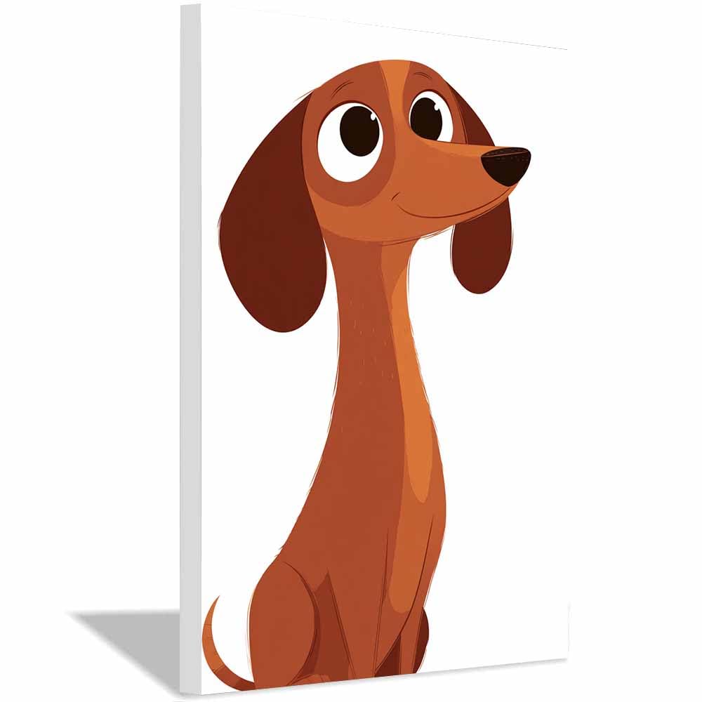 ZAMAEIU Canvas Print Wall Art Dachshund Abstract Dog Animal Paintings, Suitable for living room, bedroom, for Kids Room Decoretc.(brown)-30x50cm Framed