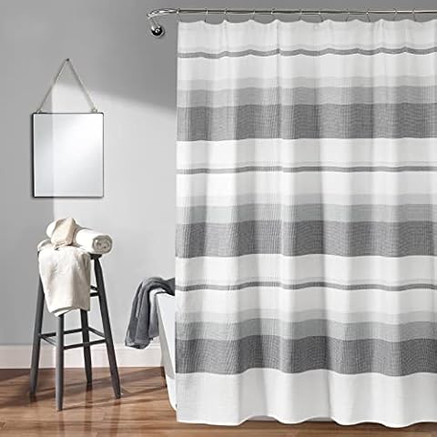 Style Quarters Shower Curtain-Waffle Shower Curtain Farmhouse Shower Curtains for Bathroom Fabric Shower Curtain 72x72 Inch Shower Curtain Boho Shower Curtain Waterproof Grey and White Shower Curtain Cover