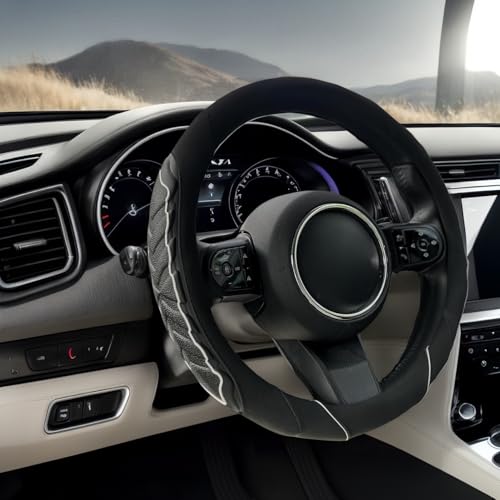 車 ハンドルカバー かっこいい ステアリングカバー 軽自動車 事故防止 滑らない 高級 ギフト 取り付け易い (ホワイト) sサイズ