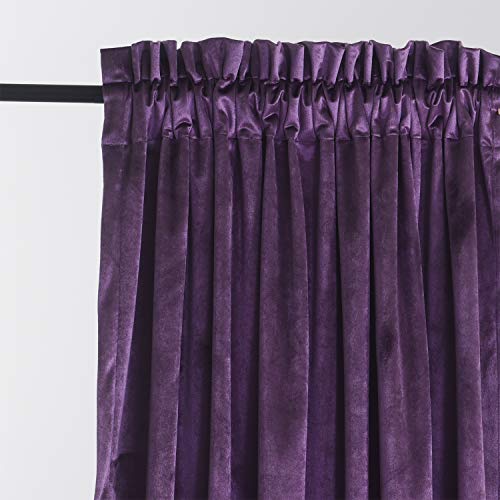 Roslynwood Purple Velvet Curtains for Living Room - Velvet Curtain Panels Privacy Rod Pocket Window Drapes for Bedroom,W52 by L63 inches, 2 Panels
