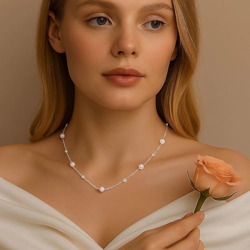 Image of SmileBelle Pearl Necklaces for Women, 18K Gold Choker