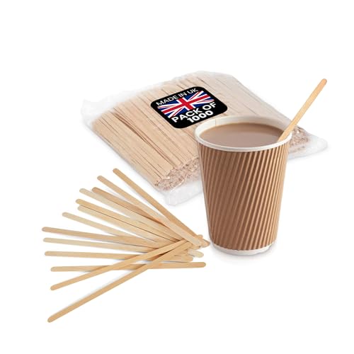 We Can Source It Ltd - Wooden Coffee Stirrers 5.5 Inch – Natural Birchwood Stir Sticks for Tea, Coffee & Drinks – Eco-Friendly, Compostable & Biodegradable – Barista, Café, Party Use - Pack of 1000