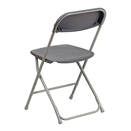 Image of Flash Furniture Hercules Series Plastic Folding Chairs for Parties and Weddings, Stackable Commercial Event Seats, Set of 10, Gray