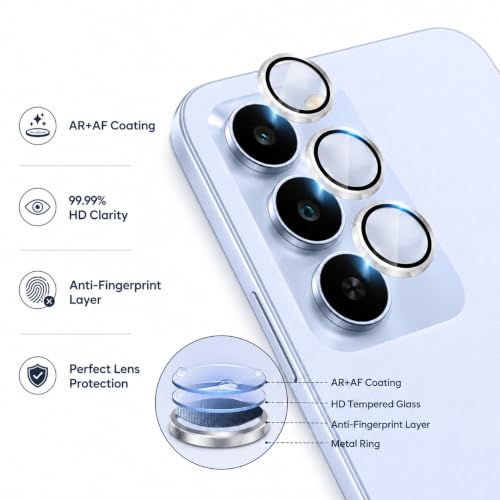 Image of FIRST MART Silver Camera Ring Guard Protector for Realme C83 | Tempered Glass with Metal Alloy Rings, HD Clear, Scratch Resistant, Case-Friendly | Pack of 1