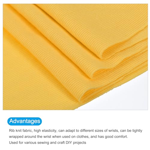 Image of MECCANIXITY 39 inch Elastic Cuffs Ribbed Trims Cotton Fabric Knit Rib Stretch Tape Cuff Sleeve Waistband for Sewing, 6 inch Wide Yellow