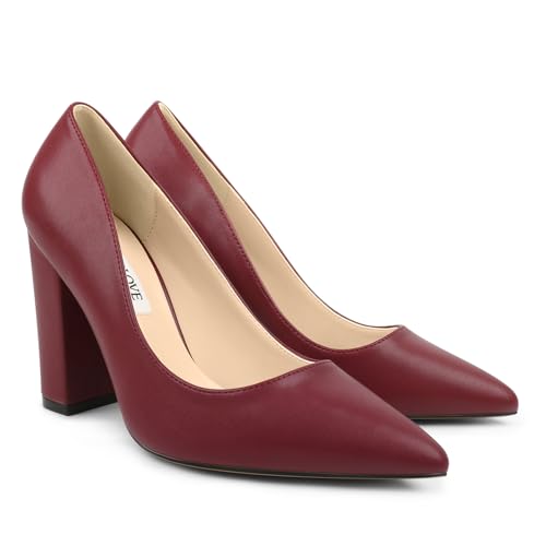 Image of JOY IN LOVE Chunky Heels for Women Pointed Toe Pumps | 3.5 inch High Block Heels, Work Pumps, Party Dress Shoes