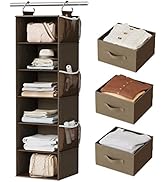 Pipishell Hanging Closet Organizer 6-Shelf , Hanging Shelves for Closet with 3 Removable Drawers ...