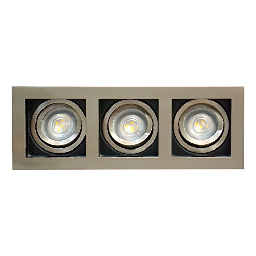 Spot de plafond encastrable - GU10 carré simple double ou triple - Carré inclinable en chrome ou satiné, Triple (Satin), GU10