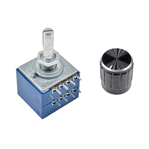 Rotary Potentiometer Log ALPS RH2702 Audio Volume Control Pot Stereo W Loudness L with Potentiometer Knob Dia 6mm Shaf,50K Ohm