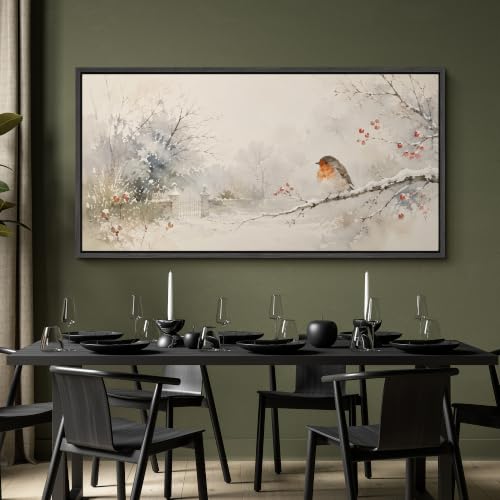 Image of MUDECOR Extra Large Framed Canvas Print Wall Art Robin Art for Living Room