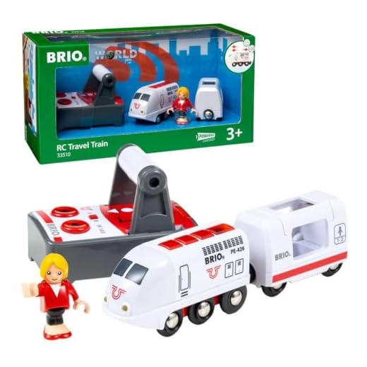 BRIO 33510 Fjärrstyrt passagerartåg | Remote Control Travel Train. 4 delar. Leksakståg med tillbehör. För barn från 3 år. För tågälskare.